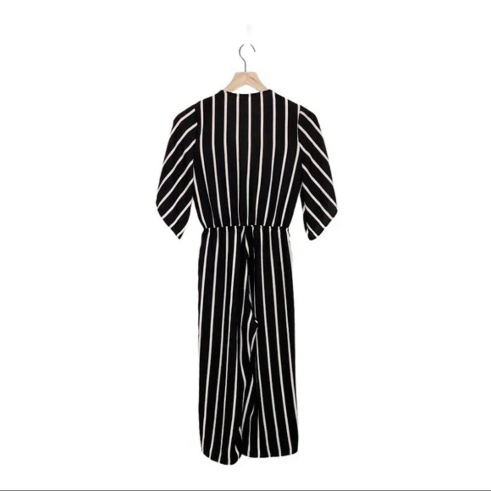 VINTAGE HAVANA Women's Small Jumpsuit Striped Wide Leg Tie Front Made in USA